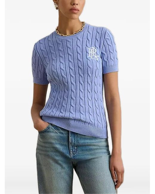 Ralph Lauren Blue Cable-Knit Intarsia T-Shirt