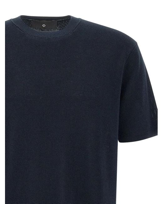FILIPPO DE LAURENTIIS Blue Crew-Neck Ribbed T-Shirt for men