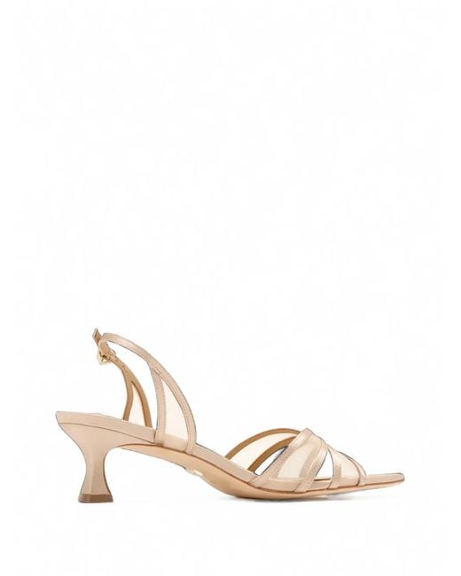 Badgley Mischka Natural Yoana Satin-Finish Mesh-Panel Sandals