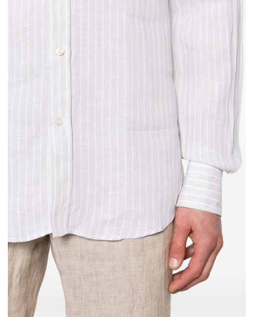 Paul & Shark White Striped Linen Shirt for men