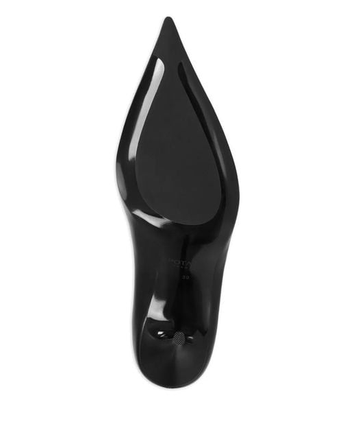 POTAMY Black 100Mm Pointed Lace-Up Detail Pumps