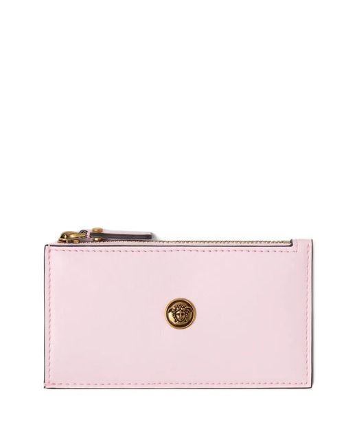 Versace Pink Emblème Leather Zip Zard Holder