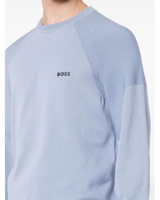 Boss Blue Perform-X Crew-Neck Sweatshirt for men