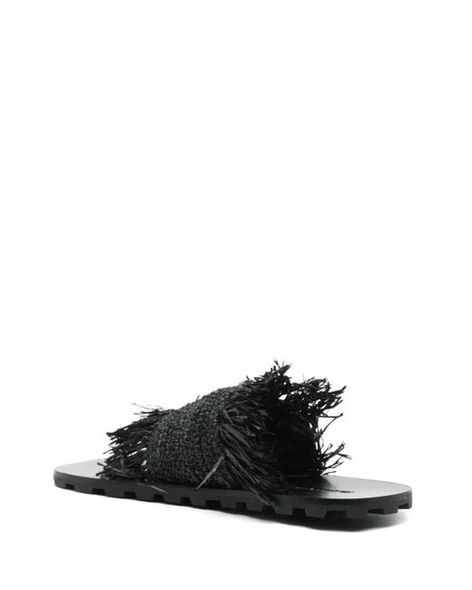 Jil Sander Black Raffia Sandals
