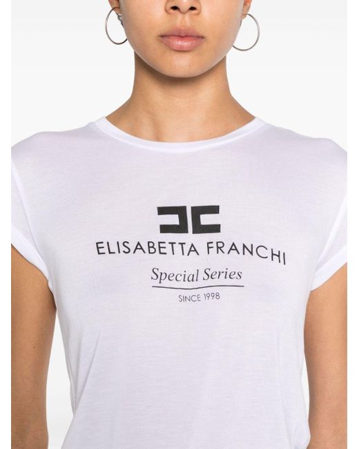 Elisabetta Franchi Logo Print T Shirt in White Lyst