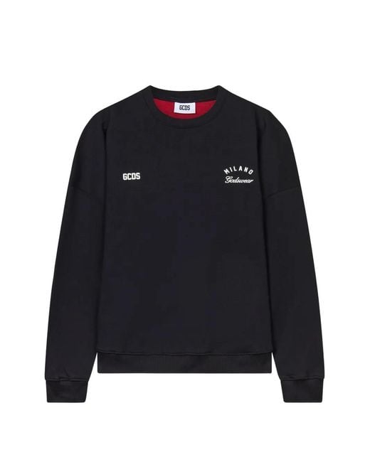 Gcds Black Logo-Print Panelled Sweatshirt for men