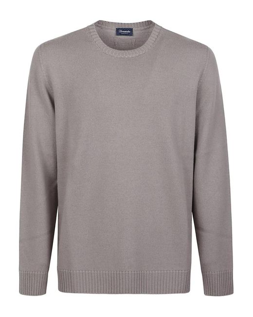 Drumohr Gray Ribbed Crew-Neck Sweater for men