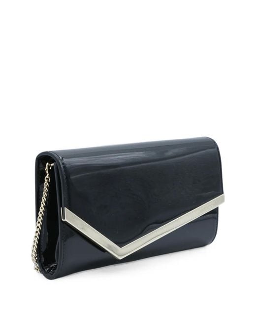 Jimmy Choo Black Emmie Patent-Leather Clutch Bag