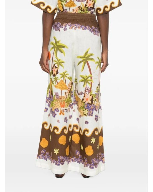 ALÉMAIS Metallic Island Cove Graphic-Print Palazzo Pants