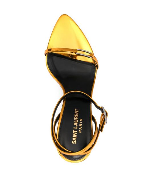 Saint Laurent Metallic 75Mm Kitty Sandals