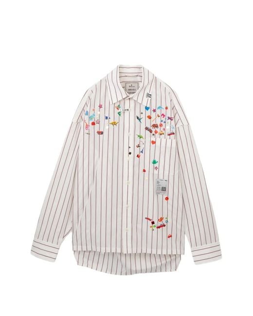 Maison Mihara Yasuhiro White Kids Sticker Printed Stripe Shirt