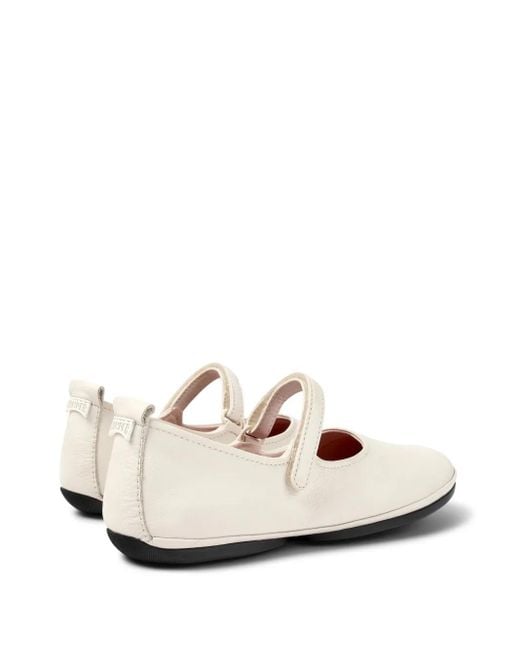 Camper White Right Nina Leather Ballerina Shoes