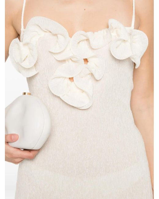 Magda Butrym White Floral-Appliqué Midi Dress