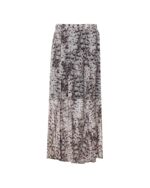 Pinko White Animal-Print Tiered Maxi Skirt