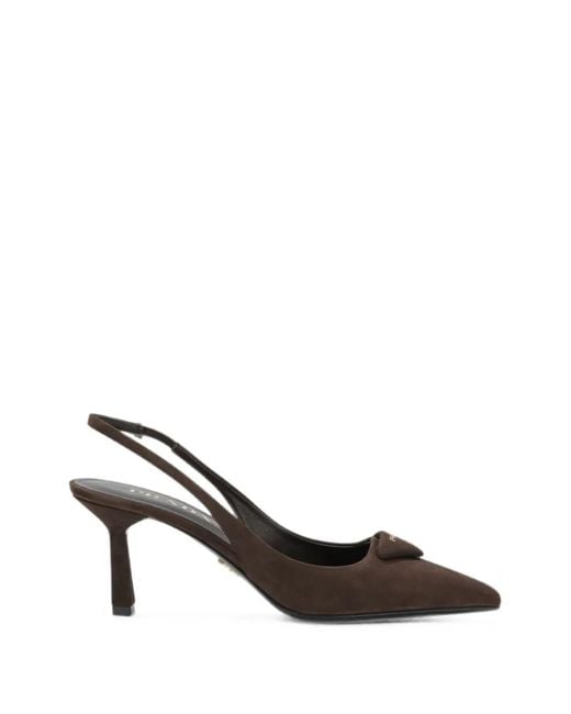 Prada Metallic Slingback Suede Pumps