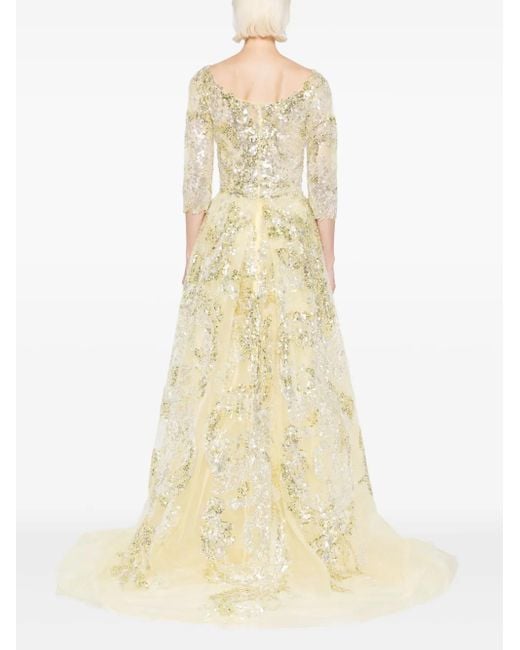 Saiid Kobeisy Yellow Embroidered Maxi Dress