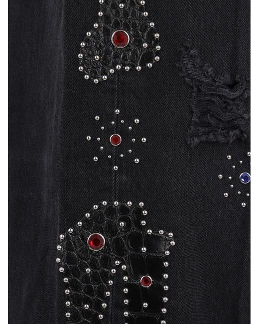 Amiri Blue Studded Ripped Wide-Leg Jeans for men
