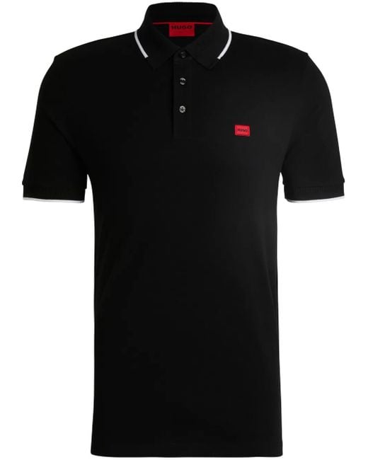 Polo Con Parche Del Logo HUGO de hombre de color Black