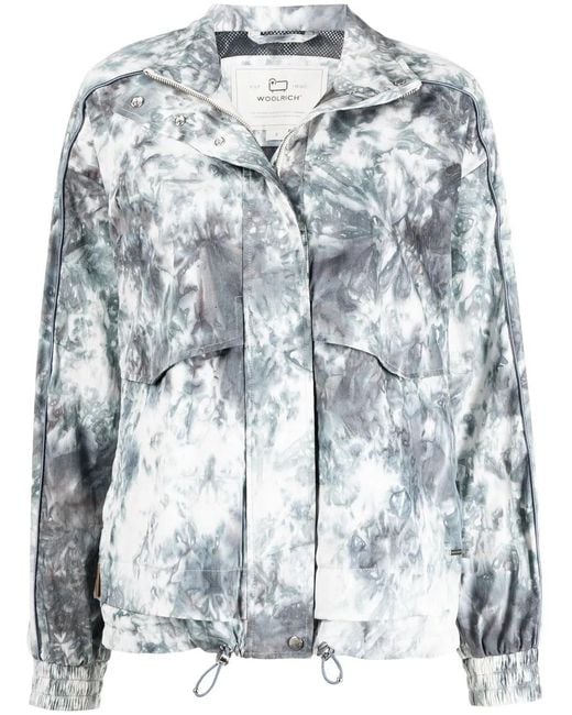 Woolrich Blue Hazle Ocean-Print Jacket