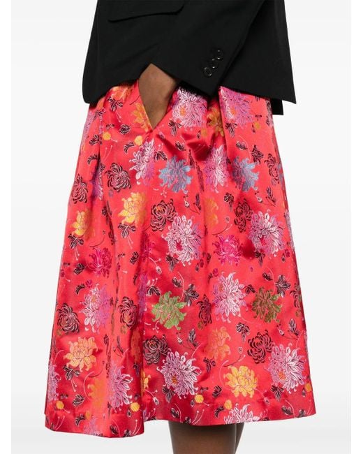 Jupe Mi-Longue À Fleurs En Jacquard Comme des Garçons en coloris Red