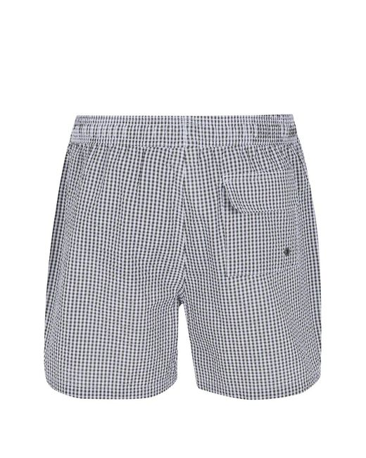 Barbour Gray Gingham Seersucker Swim Shorts for men