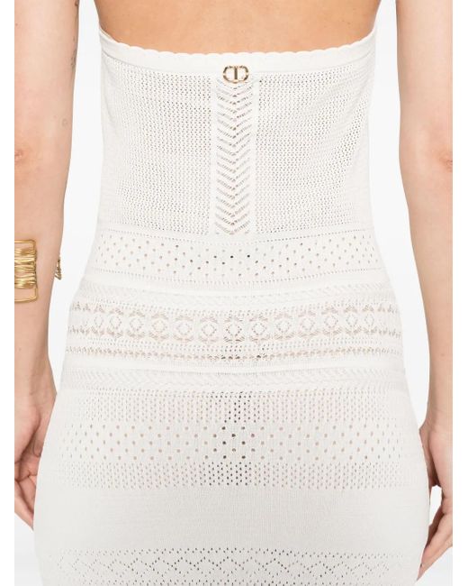 Twinset Gebreide Maxi-Jurk in het White