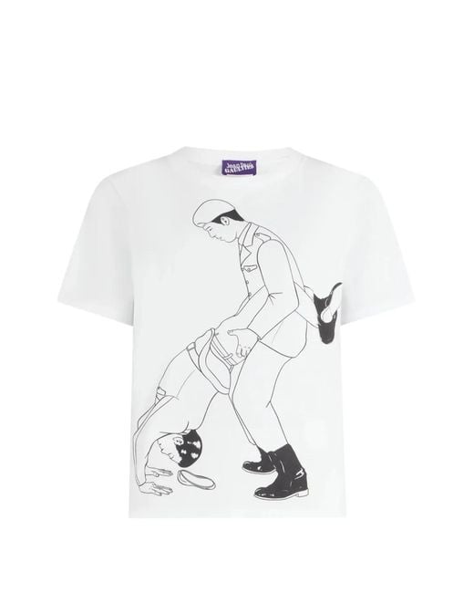 Jean Paul Gaultier White Squared Printed T-Shirt
