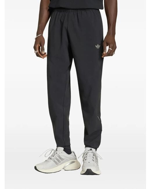 Adidas Black Tech Trefoil Essentials Track Pants for men