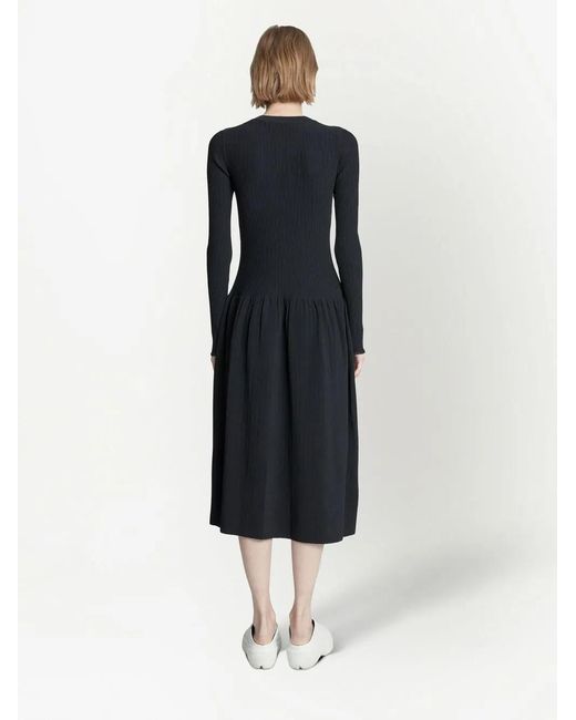 Proenza Schouler Black Ribbed-Knit Button-Fastening Dress