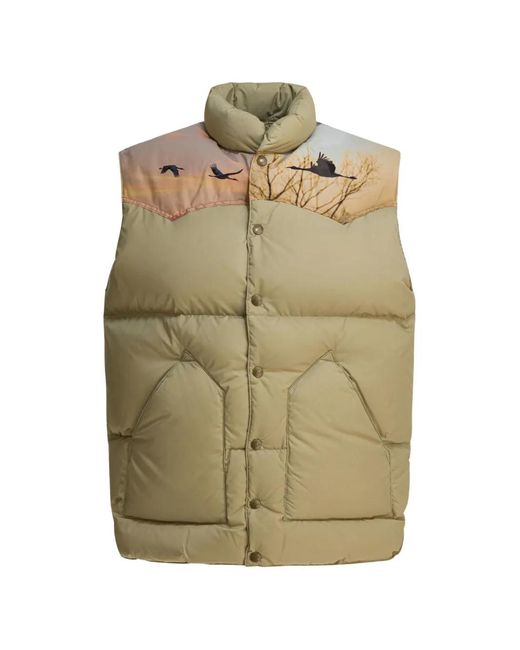 Needles Green X Rocky Mountain Featherbed Graphic-Print Padded Gilet for men
