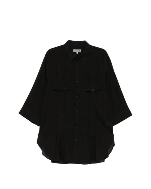 Yohji Yamamoto Black Pleated Sheer Shirt for men