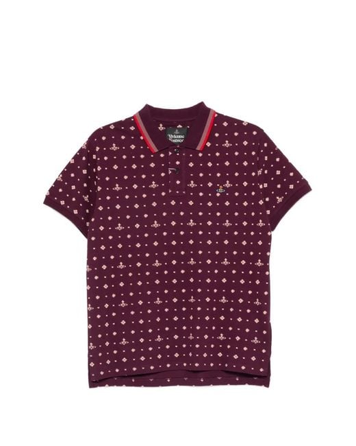 Vivienne Westwood Purple Deep Polo Shirt With Contrasting Collar And Tailored Fit for men