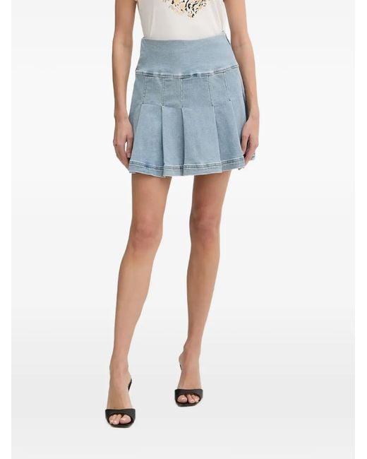 Morgan Blue Pleated Denim Mini Skirt