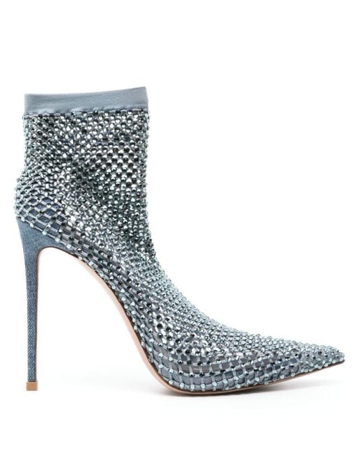 Le Silla Blue Gilda 115mm Crystal-embellished Boots