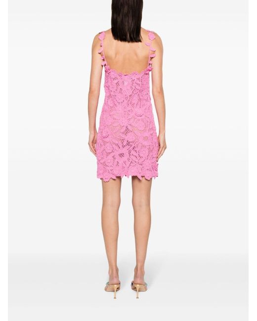 Blumarine Pink Floral Crochet-knit Dress