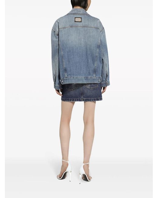 Dolce & Gabbana Blue `Flower Power` Denim Jacket