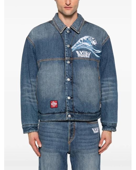 Moose Knuckles Blue X Evisu Graphic Print Jacket for men