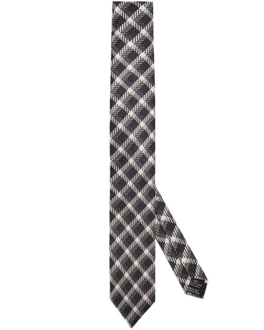 Tom Ford Gray Plaid-check Silk Tie for men