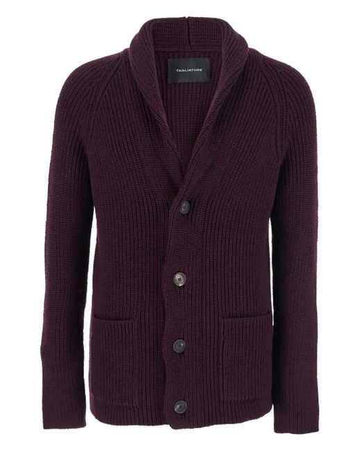 メンズ Tagliatore ショールカラー カーディガン Purple