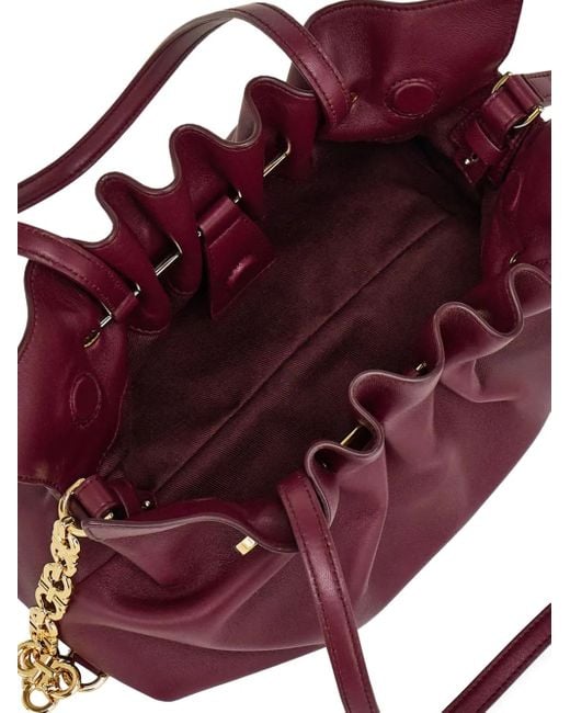 Ferragamo Purple Small Double-Gancini Gathered Shoulder Bag