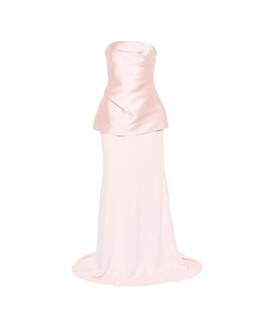 Solace London Pink Alia Strapless Maxi Dress