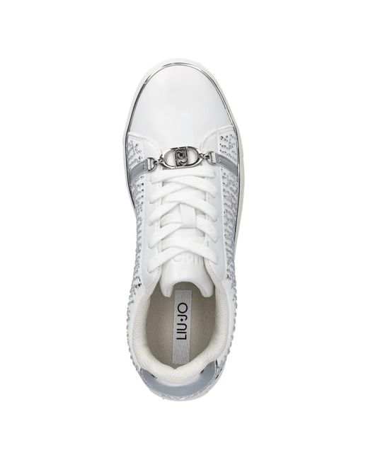 Liu Jo White Rhinestone Chain Sneakers