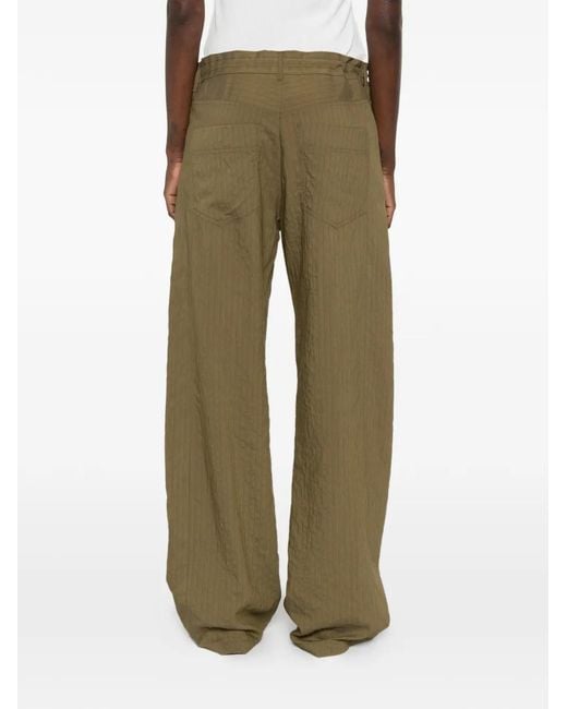 DARKPARK Green Iris Paper Bag Drawstring Striped Trousers
