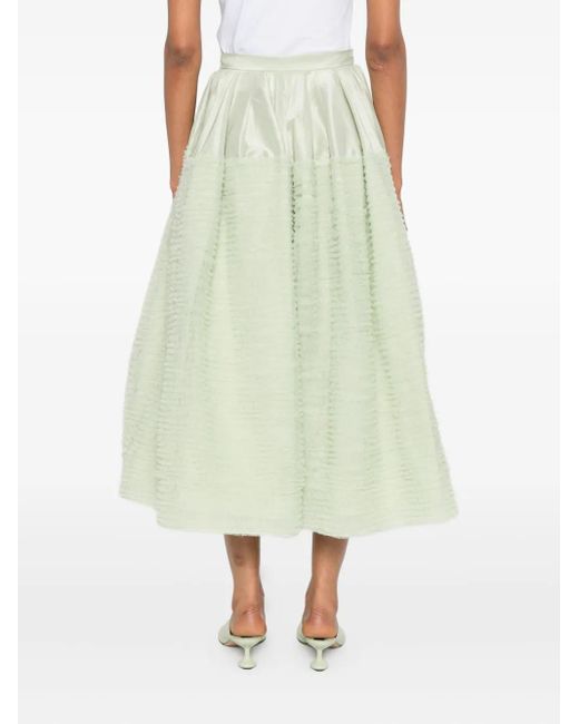 Viktor & Rolf White Ruffled Satin A-Line Skirt