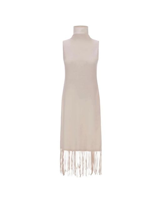Herno White Fringe-Trimmed Midi Dress