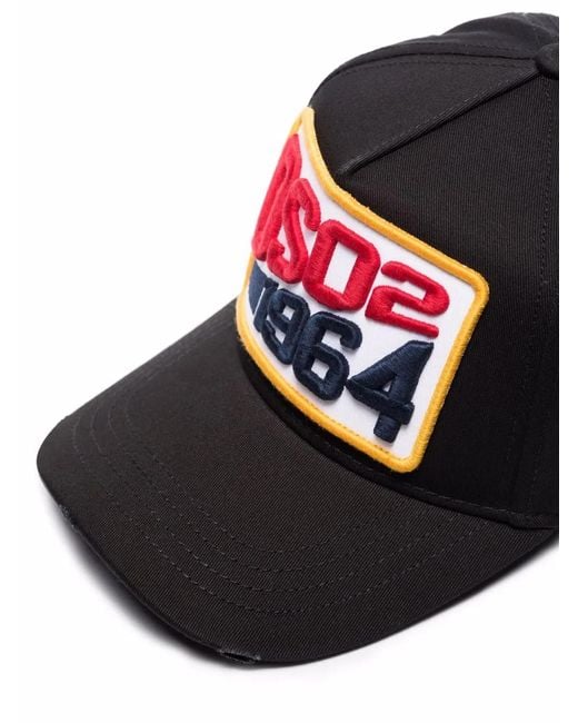 DSquared² Black 1964 Logo-patch Cap for men
