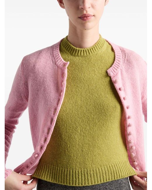 Prada LongSleeve Cashmere Knit Cardigan in Pink Lyst