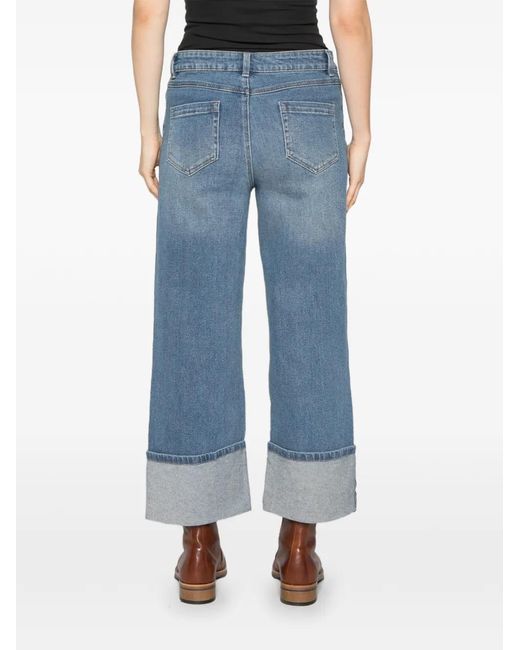 MAISON 123 Blue Turn-Up-Cuff Jeans