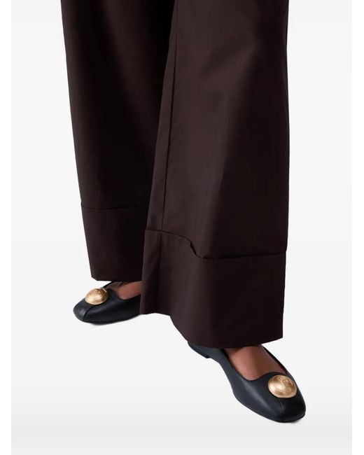 Liu Jo Brown Logo-Plaque Flared Trousers