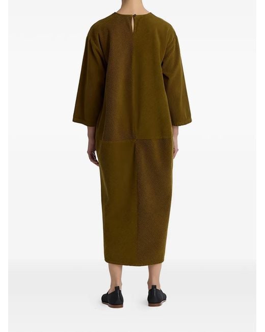 Black Crane Green Radiant Corduroy Maxi Dress
